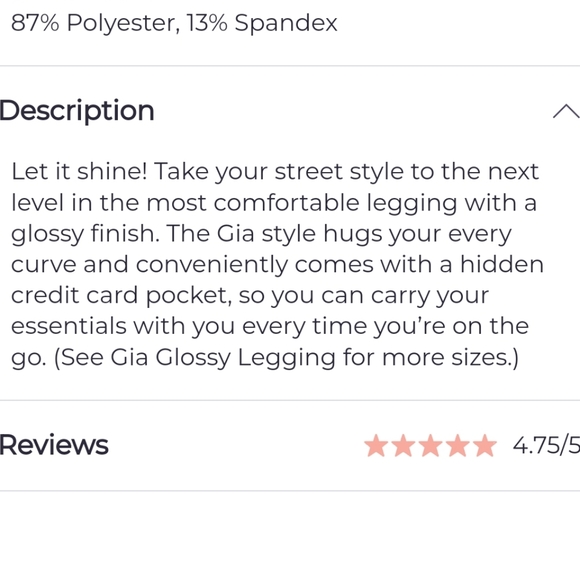 Walk Pop "Gia" Glossy Leggings - Picture 8 of 8